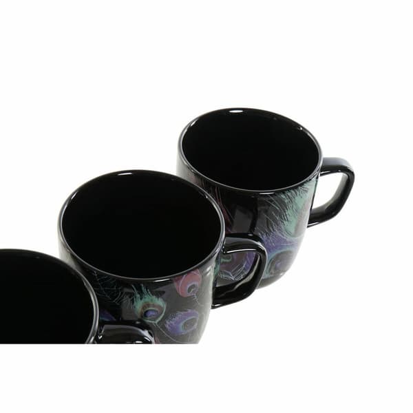 Mugg DKD Home Decor Porslin Svart Rosa (11.5 x 8.5 x 10 cm) (3 pcs) (380 ml)
