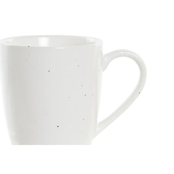 Set med 4 muggar DKD Home Decor Vit Naturell Gummiträ Stengods 300 ml 19 x 13 x 31 cm