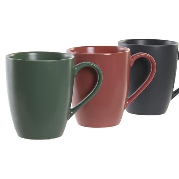Set med 4 muggar DKD Home Decor Grön Rosa Mörkgrå Stengods 300 ml 19 x 13 x 31 cm