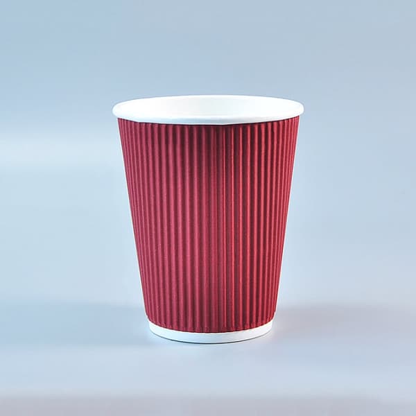 50 PCS 12oz Red Thickened kraft Paper Corrugated Coffee Cup