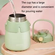 SHOTAY ST-8063 Children Big Belly Water Cup Stainless Steel Vacuum Flask Cute Strap Water Bottle(Gray)
