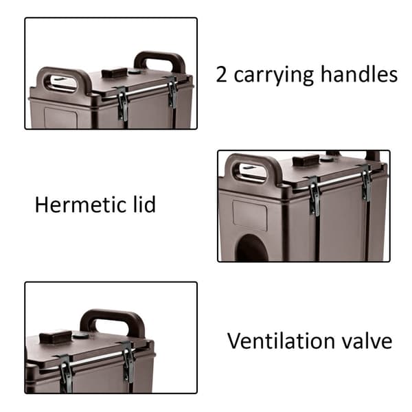 Termisk Drikkebeholder med hane, Isoleret Termobeholder - Brun, 18L, Drikkevareautomat, Catering Termodispenser, Termokande med hane