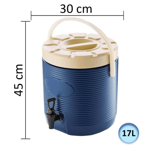 Juomasäiliö hanalla, Eristetty Juoma-annostelija - Sininen, 17L, Juoma-automaatti, Catering Iso Termossäiliö, Termospullo, Termosastia hanalla