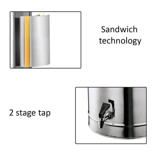 Dryckesbehållare med kran, Isolerad Dryckesdispenser - 20L, Värmebehållare, Termosbehållare, Serveringstermos, Catering Termos med kran