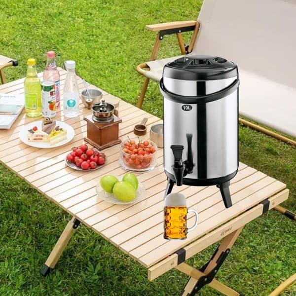Dryckesbehållare med kran, Isolerad Dryckesdispenser - 10L, Värmebehållare, Termosbehållare, Serveringstermos, Catering Termos med kran