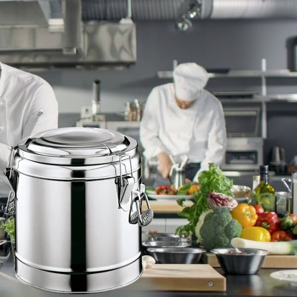 Lämpöastia, Termosastia - Kromi-nikkeliteräs, 4L, Termossäiliö, Mattermos, Ruokatermos, Kuljetusastia, Eristetty Gastronominen Iso Termospullo