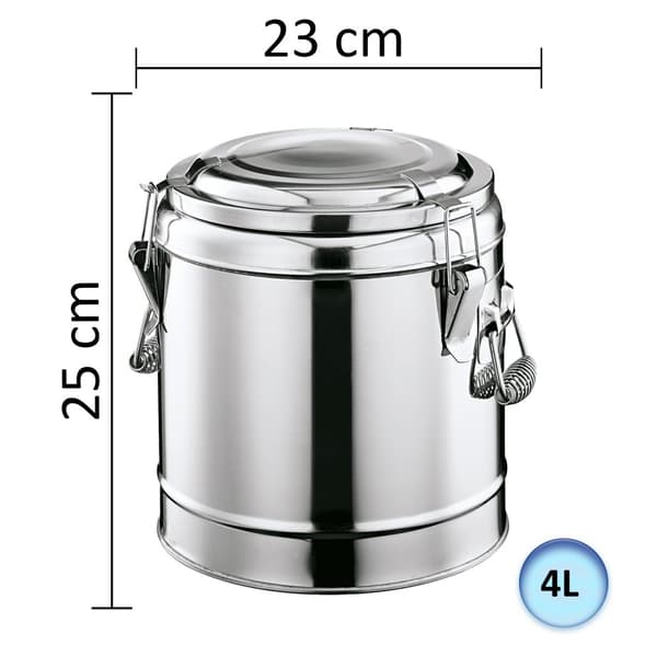 Lämpöastia, Termosastia - Kromi-nikkeliteräs, 4L, Termossäiliö, Mattermos, Ruokatermos, Kuljetusastia, Eristetty Gastronominen Iso Termospullo