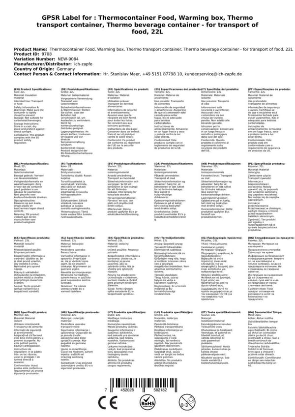 Termosastia, Lämmityssäiliö, Lämmityskontti, Mattermos, Eristetty ruokasäiliö - 22 L