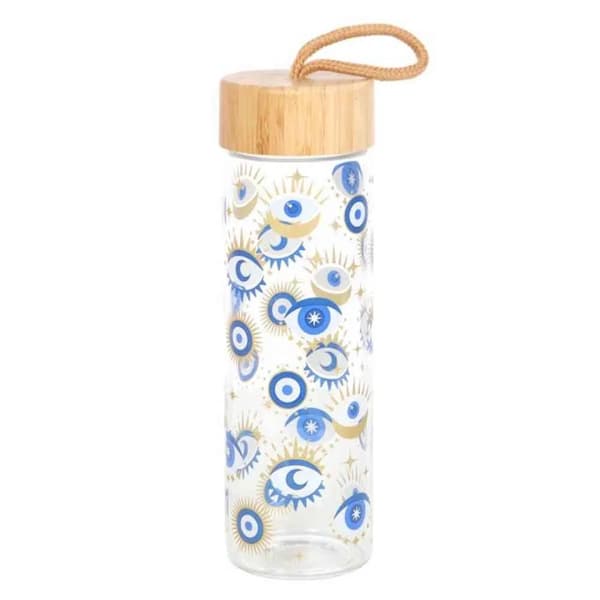 Something Different All Seeing Eye Glass Reusable Water Bottle Clear/Blue/Beige One Size