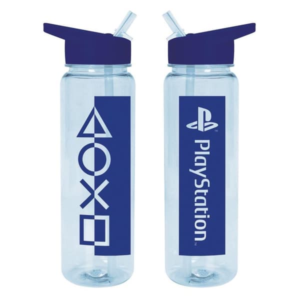 Playstation Logo Plastic Water Bottle Blue One Size
