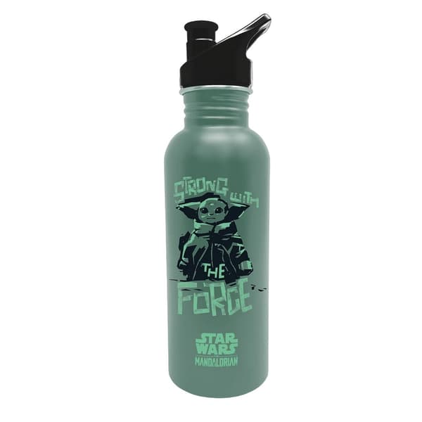 Star Wars: The Mandalorian Wherever I Go He Goes Metal Water Bottle Green/Black 26.5cm x 7cm