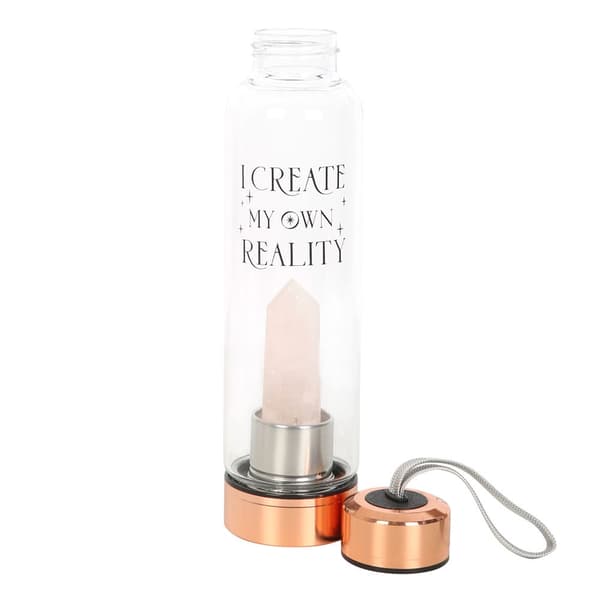 Something Different Create My Own Reality Glass Rose Quartz Water Bottle