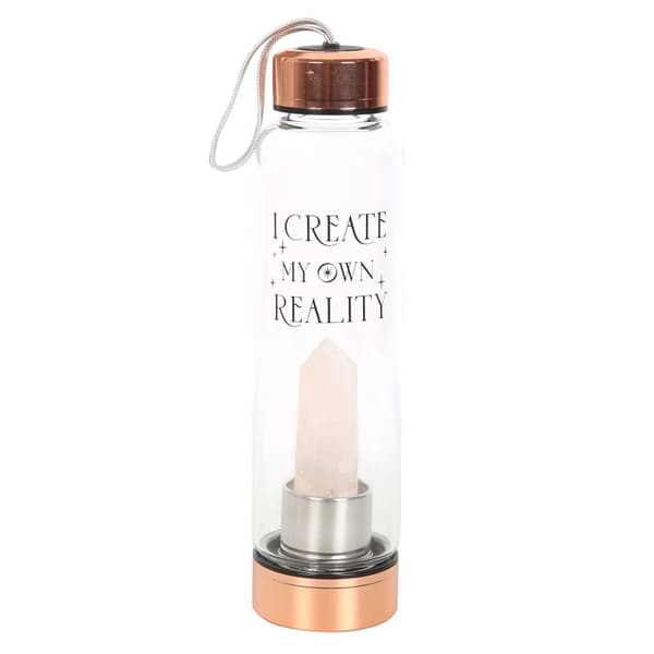 Something Different Create My Own Reality Glass Rose Quartz Water Bottle Clear/Pink One Size