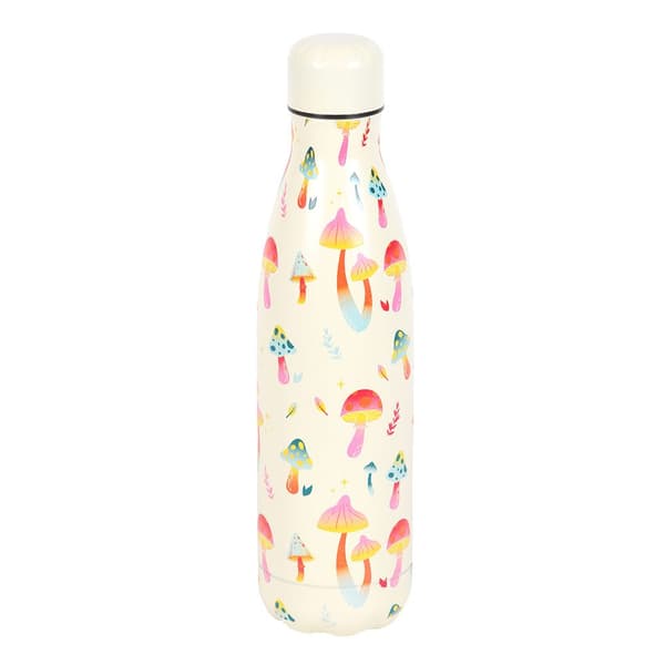 Something Different Funky Fungi Mushroom Steel Water Bottle White/Pink/Blue One Size