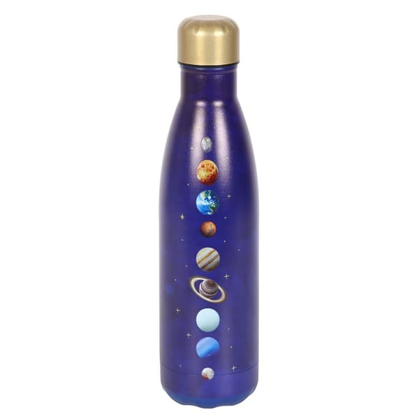 Something Different Solar System Metal Water Bottle Blue/Gold One Size