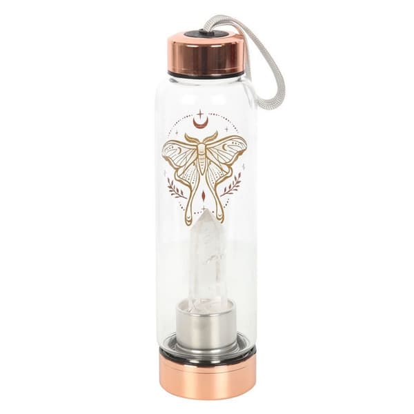 Something Different Luna Moth Clear Quartz Water Bottle Clear/Brass One Size