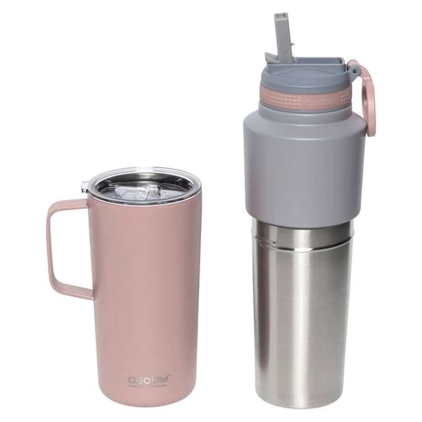 Asobu 600ml Dobbeltvægget Termoflaske Grå,Rosa