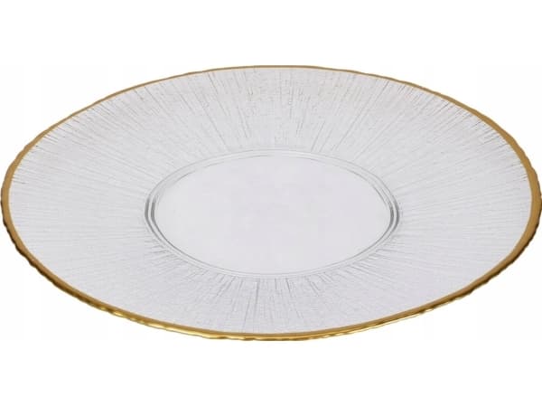 Home Styling Collection Szklany talerz płaski ze złotą obwódką DATURA, 32 cm