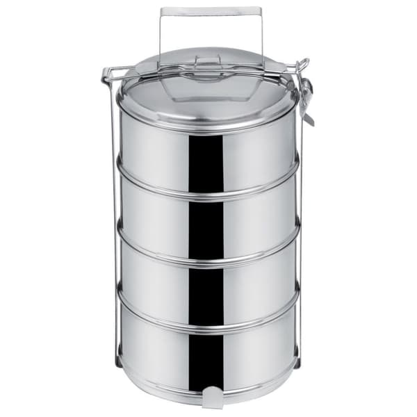 Teräksinen lounasruokala, 4-kerroksinen, ruuan kuljettamiseen, 4x1 l