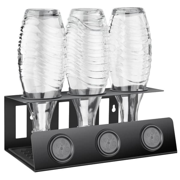 Flaskeholder Triso, til 3 flasker, med drypbakke - sort
