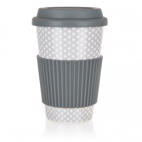 KERAMISK MUG 400ml MED SILIKONLOCK BANKETT GO grå