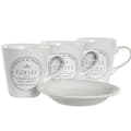 Miniatyrbild 2 av 3: Set med koppar och fat DKD Home Decor Vit Metall Stengods 180 ml 12 x 12 x 2 cm