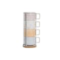 Miniatyrbild 1 av 4: Set med kaffekoppar DKD Home Decor Gul Blå Vit Röd Metall Bambu Dolomite 260 ml