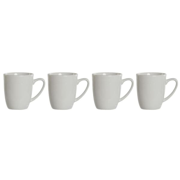 Set med 4 muggar DKD Home Decor Vit Porslin 330 ml 12 x 10 x 9 cm