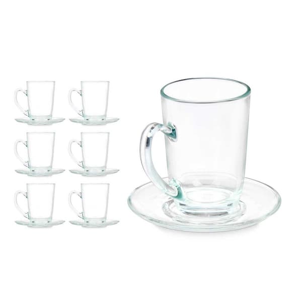 Kopp med assiett Vivalto 41089 Transparent Glas 200 ml (6 antal)