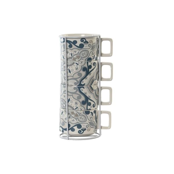 Set med kaffekoppar Home ESPRIT Beige Grå Rosa Lila Metall Bambu Dolomite 260 ml