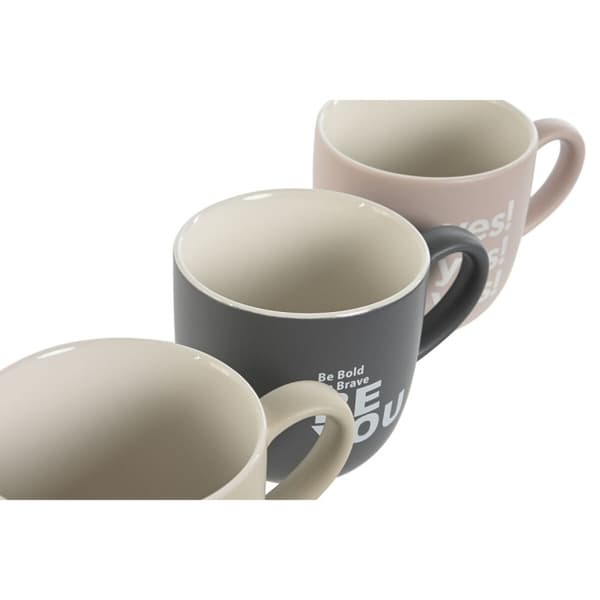 Set med 4 muggar Home ESPRIT Gul Beige Grå Rosa Porslin 410 ml 13 x 9 x 9,4 cm