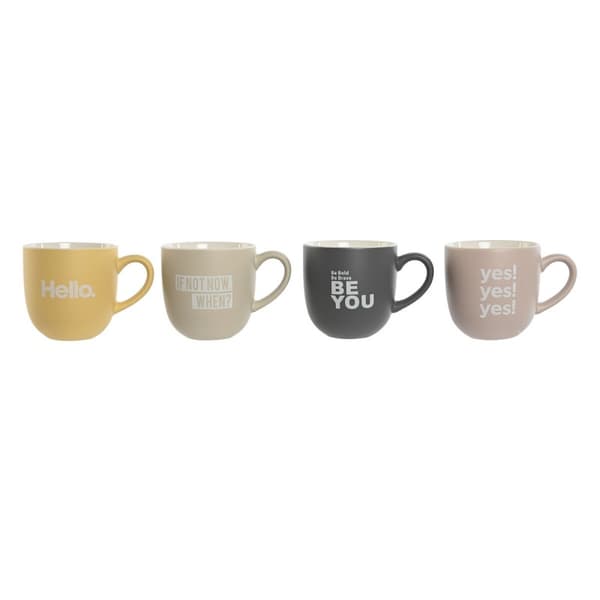 Set med 4 muggar Home ESPRIT Gul Beige Grå Rosa Porslin 410 ml 13 x 9 x 9,4 cm