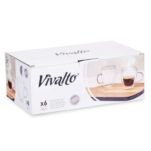 Te- och kaffekopp Vivalto OCT-DG2397 Transparent Borosilikatglas 140 ml (6 antal)