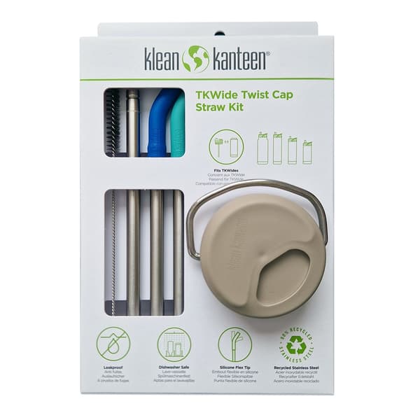 KLEAN KANTEEN TKWIDE TWIST CAP WITH STRAW KIT Taupe/Mix, TK Wide lock med sugrör