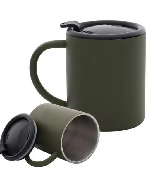 Teräksinen termosmuki suljettuna 250 ml vihreä työmatkoille