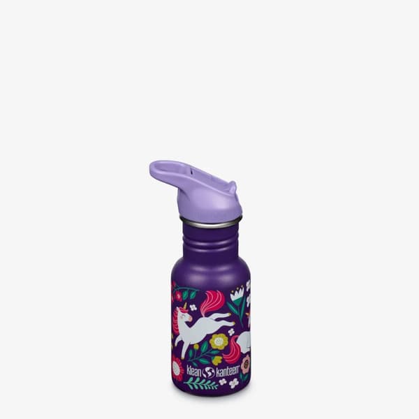 KLEAN KANTEEN CLASSIC NARROW 355 ML FLIP SEAL SPORT CAP Leaping Unicorns Purple