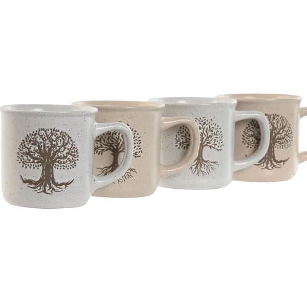 Mugg Home ESPRIT Vit Beige Traditionell Livets träd 330 ml (4 antal)