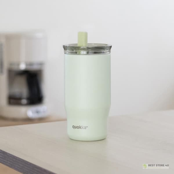 Quokka Mist - Ruostumattomasta teräksestä valmistettu termosmuki 720ml pillillä (pastellinvihreä)