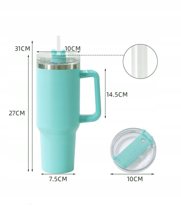 MagiCook termosmugg turkos 1200 ml med sugrör USA-stil turkos