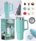 Miniatyrbild 7 av 7: MagiCook termosmugg turkos 1200 ml med sugrör USA-stil turkos