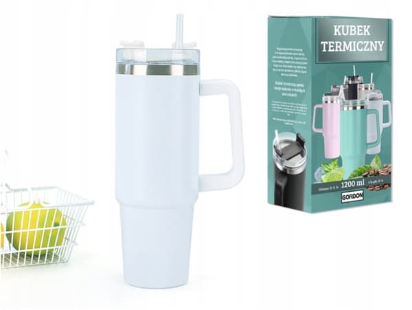 MagiCook VALKOINEN TERMOSMUKI 1200 ML, PILLIKUVIO, USA, valkoinen