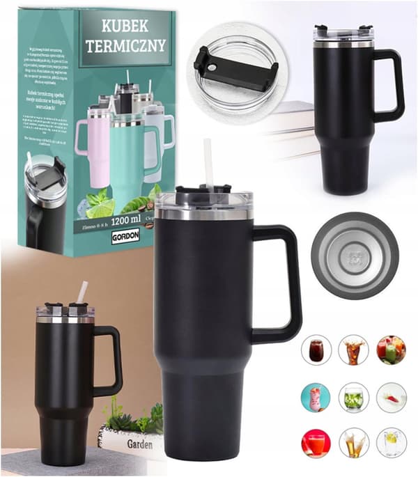 MagiCook Termosmuki musta 1200 ml olkikuviolla USA musta