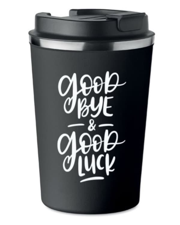 Premium termokrus med print GOOD BYE LUCK kaffe 350ml 0,35l KT_003