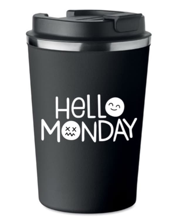 Premium termosmugg med tryck HELLO MONDAY för kaffe 350ml 0,35l KT_004