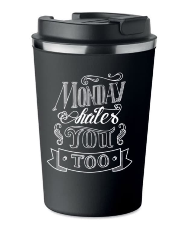 Premium termosmugg med tryck MONDAY HATES YOU TOO 350ml 0,35l KT_005