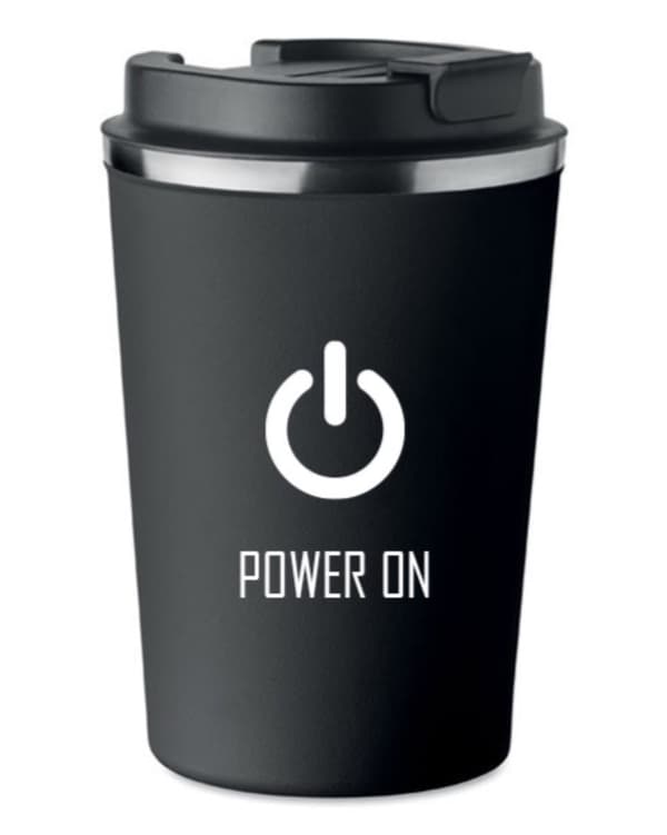 Premium termosmugg med tryck POWER ON för kaffe 350ml 0,35l KT_010
