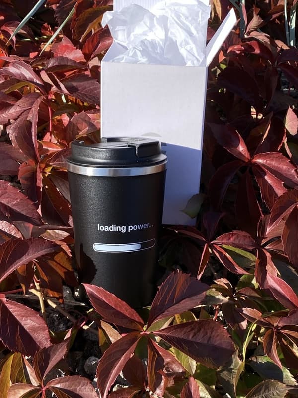 Premium termosmugg med tryck LOADING POWER kaffe 350ml 0,35l KT_011