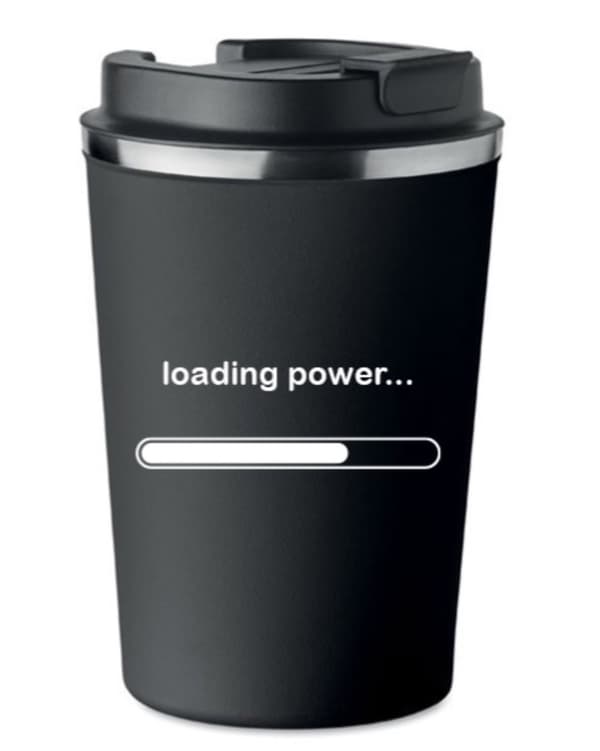 Premium termosmugg med tryck LOADING POWER kaffe 350ml 0,35l KT_011