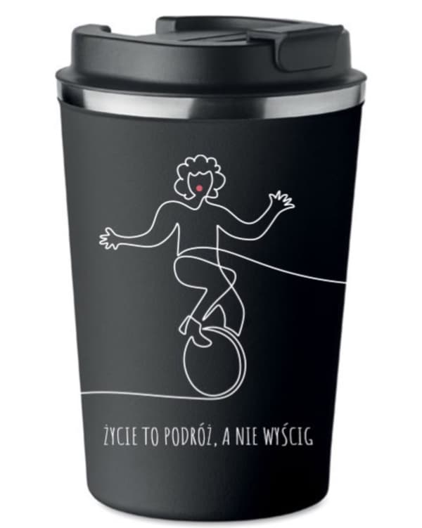 Premium termokrus med tryk LIFE IS A JOURNEY cykel 350ml 0,35l KT_022