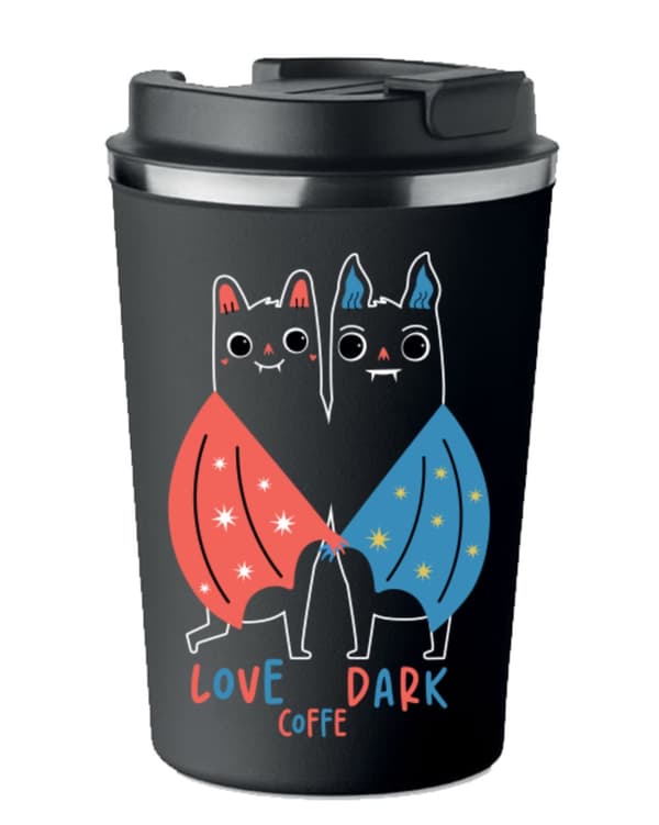 Premium termosmugg med tryck LOVE DARK COFFEE 350ml 0,35l KT_032